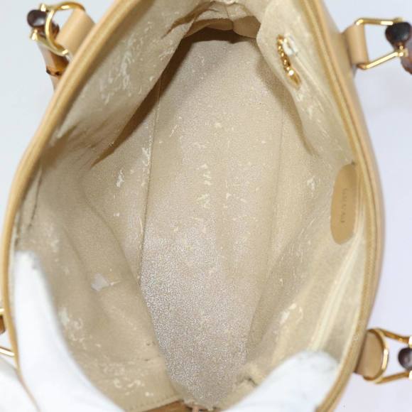 GUCCI Bamboo Hand Bag Leather 2way Beige Gold 000 2058 0290 Auth 86706 - Picture 16 of 16
